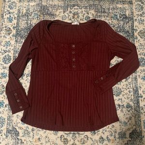 Ribbed Maurice's long sleeve square neck top